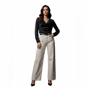 Goldsign Cream Wide Leg Jeans